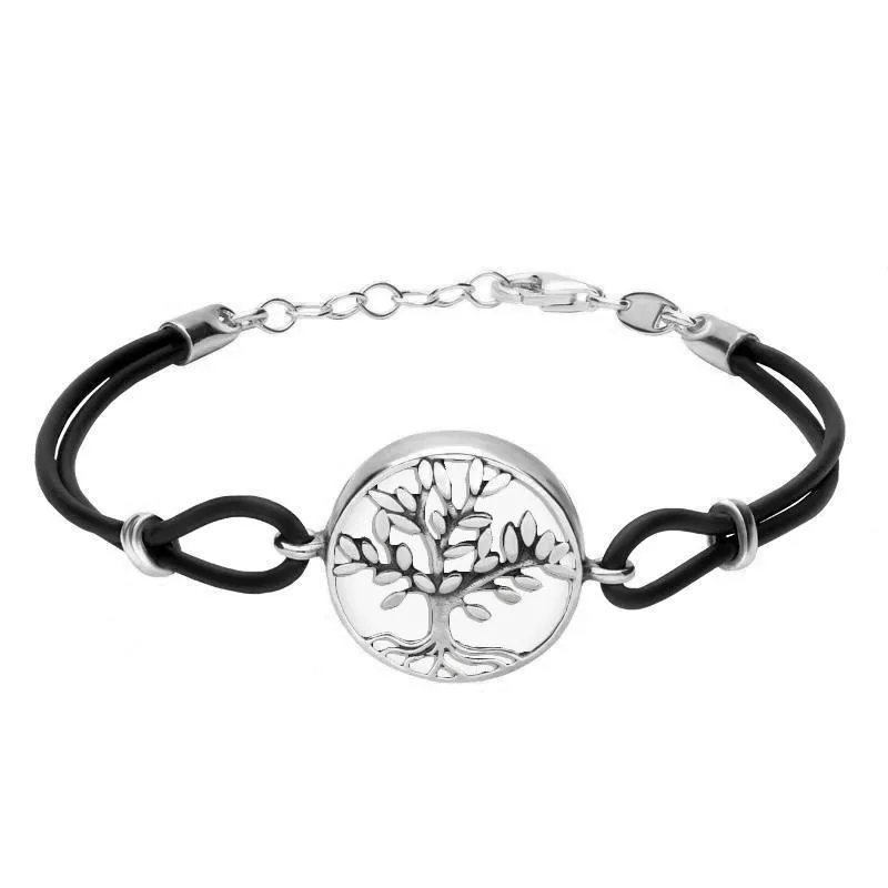 Sterling Silver Bauxite Cord Round Large Leaves Tree Of Life Bracelet sold by Jura Watches