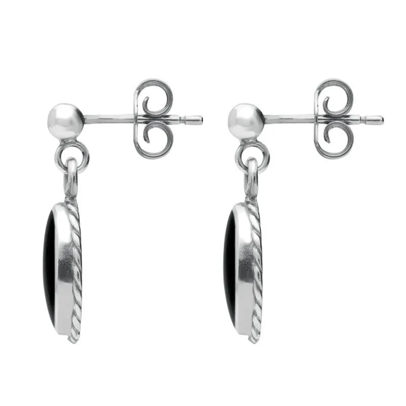 Sterling Silver Whitby Jet Rope Edge Oval Drop Earrings sold by Jura Watches product image thumbnail 2