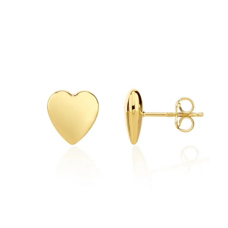 9ct Yellow Gold 9mm Heart Stud Earrings sold by Jura Watches product image thumbnail 2