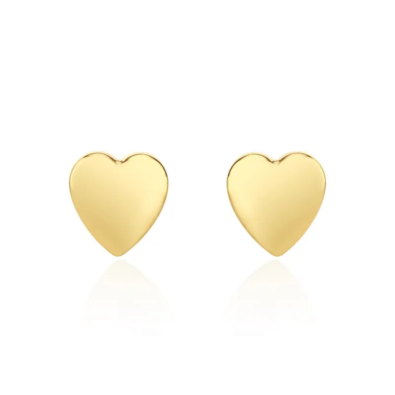 9ct Yellow Gold 9mm Heart Stud Earrings sold by Jura Watches