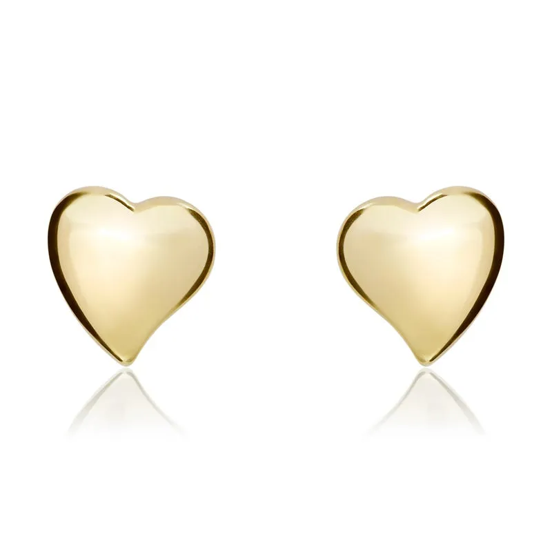 9ct Yellow Gold 6mm Waved Heart Stud Earrings sold by Jura Watches
