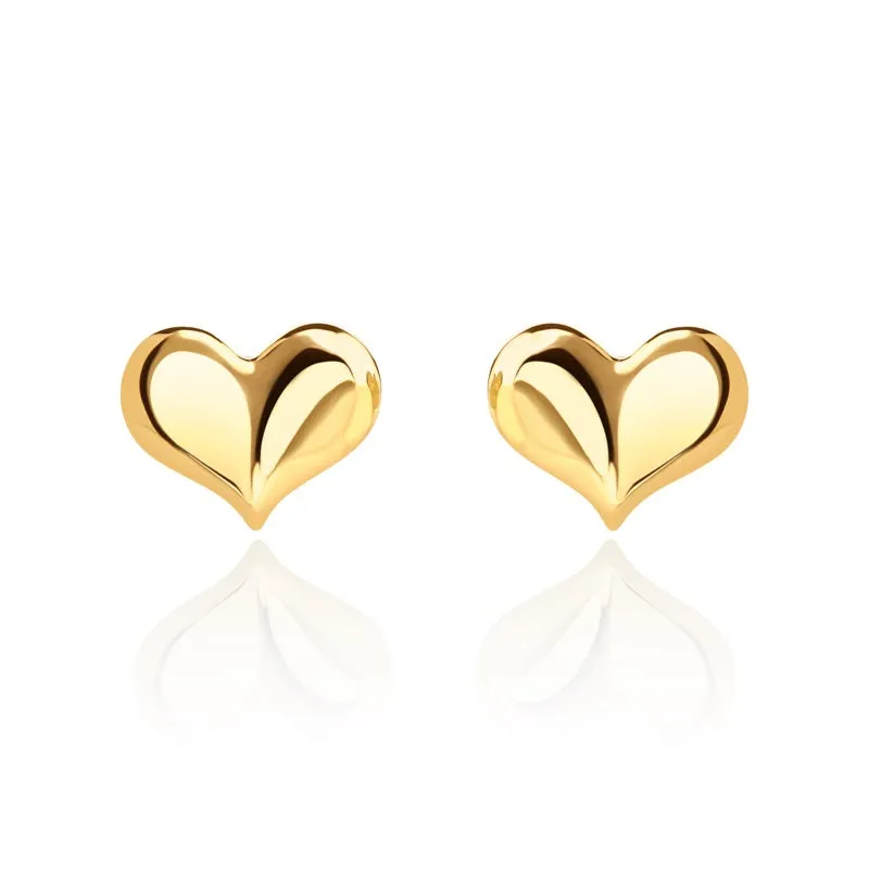 9ct Yellow Gold 10mm Curved Heart Stud Earrings sold by Jura Watches