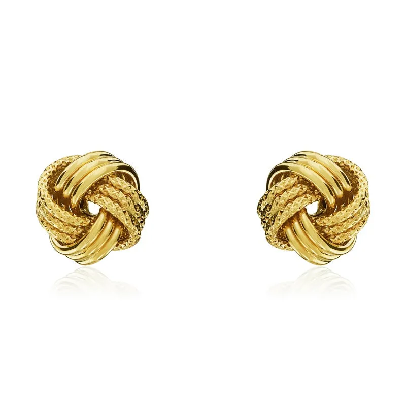 9ct Yellow Gold 9mm Looped Knot Stud Earrings sold by Jura Watches