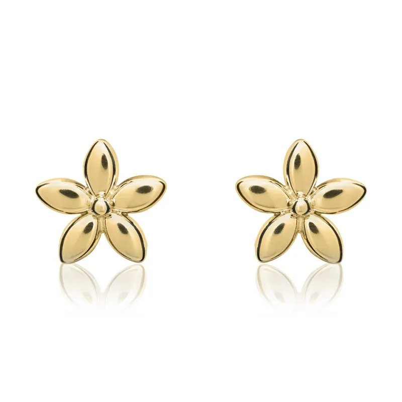 9ct Yellow Gold 9mm Flower Stud Earrings sold by Jura Watches