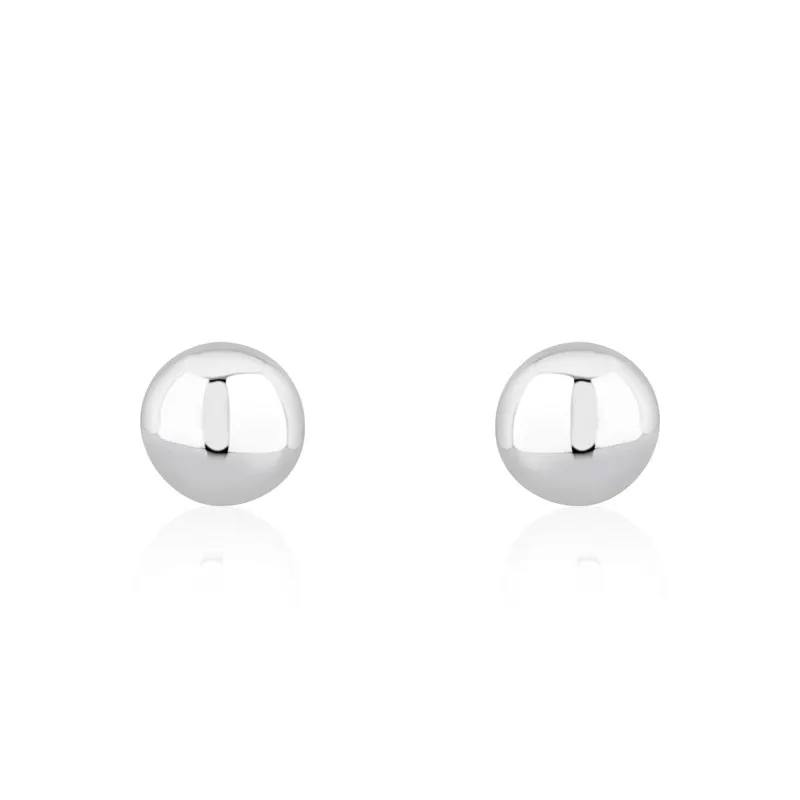 9ct White Gold 8mm Button Stud Earrings sold by Jura Watches