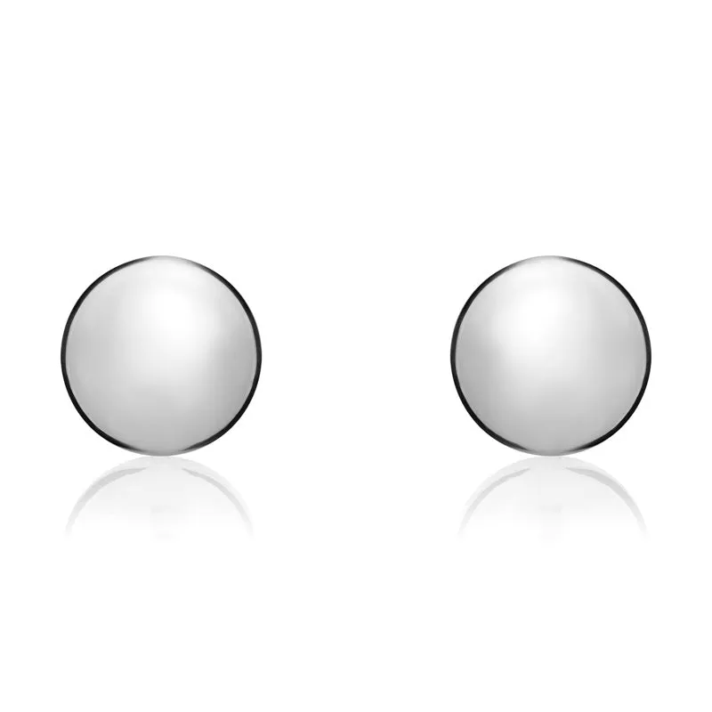 9ct White Gold 10mm Button Stud Earrings sold by Jura Watches