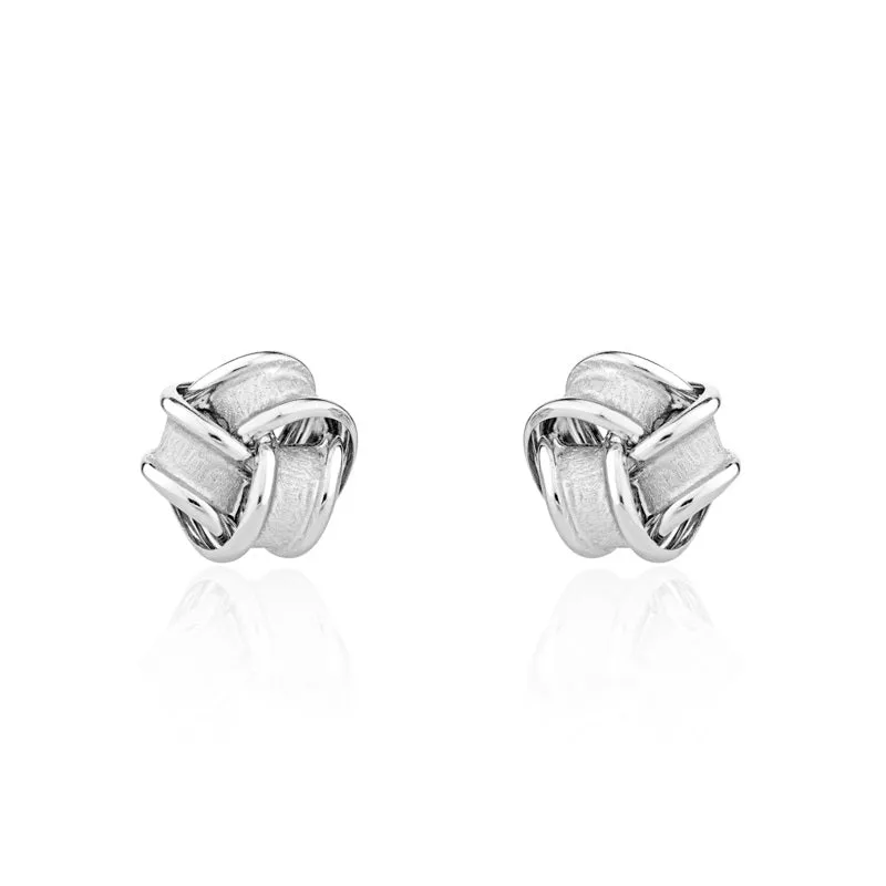 9ct White Gold 8mm Looped Knot Stud Earrings sold by Jura Watches