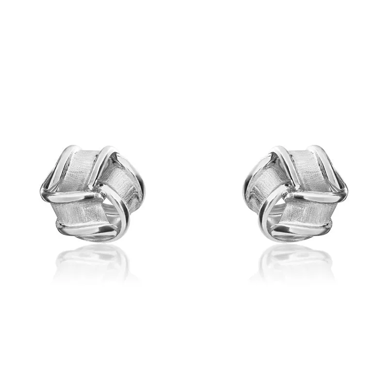 9ct White Gold 10mm Looped Knot Stud Earrings sold by Jura Watches