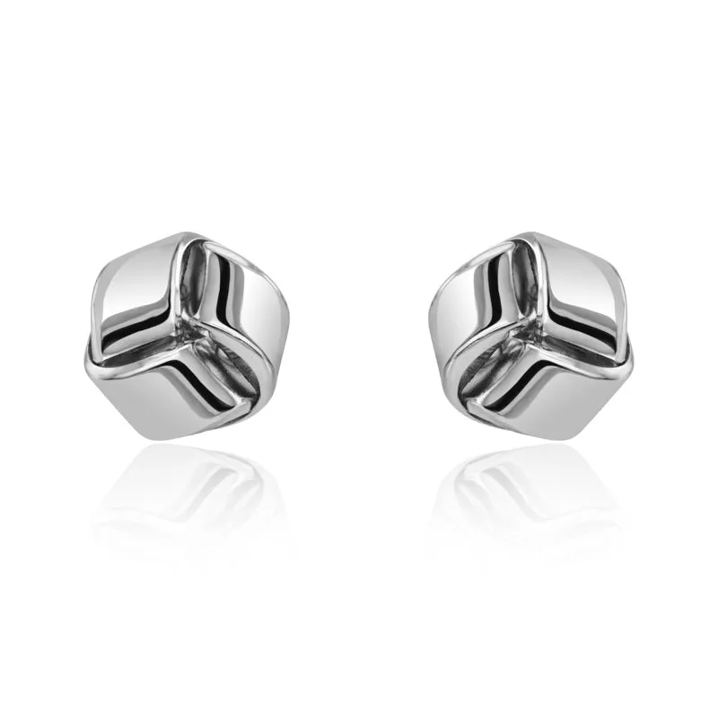 9ct White Gold 9mm Looped Knot Stud Earrings sold by Jura Watches