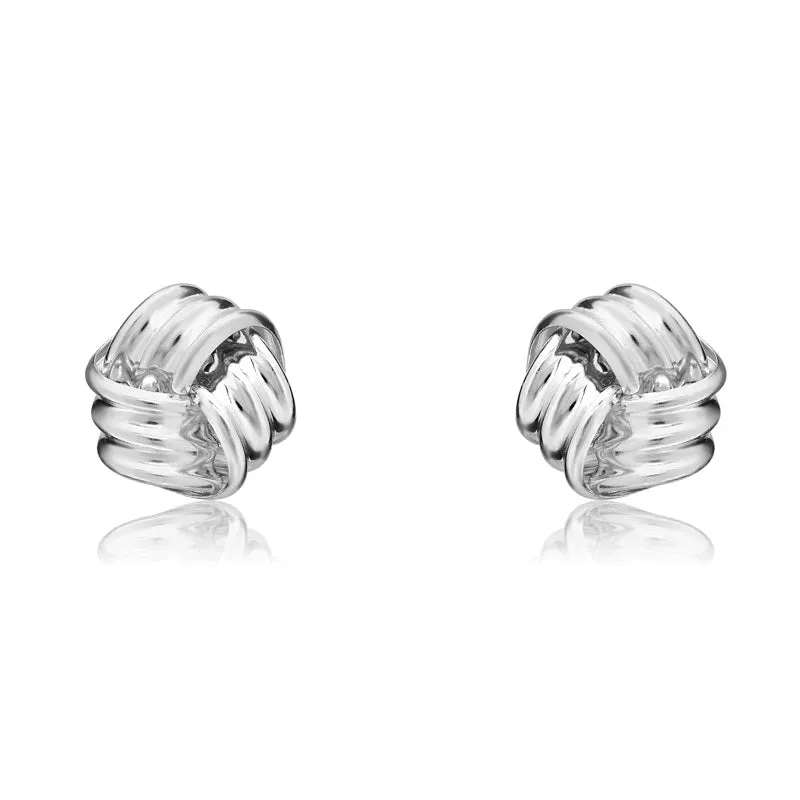 9ct White Gold 8mm Looped Knot Stud Earrings sold by Jura Watches
