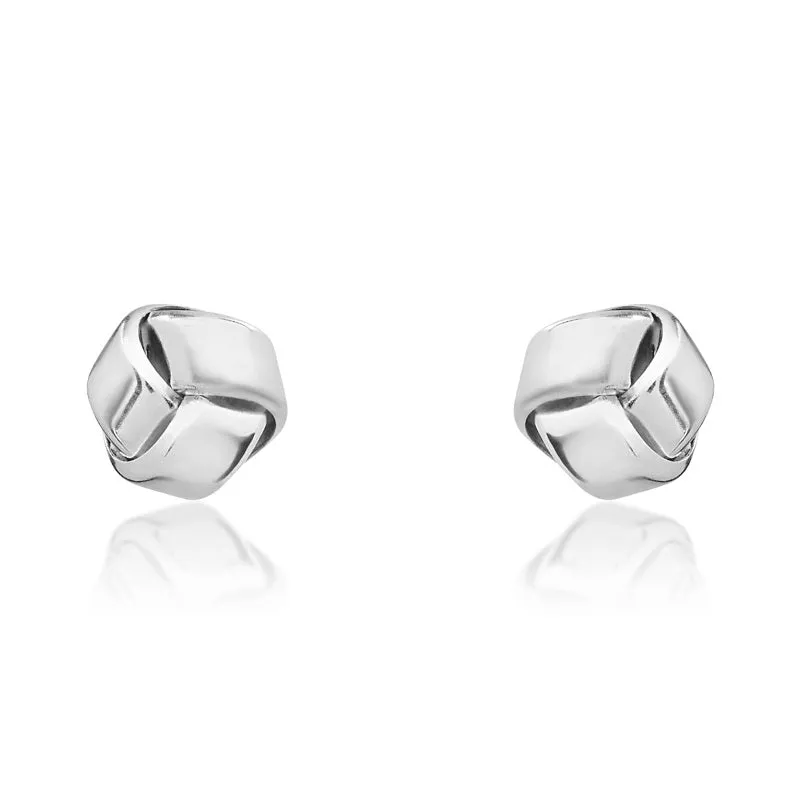 9ct White Gold 5mm Looped Knot Stud Earrings sold by Jura Watches