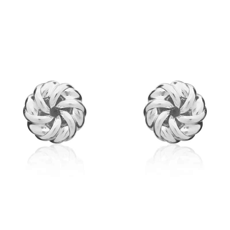 9ct White Gold 6mm Looped Knot Stud Earrings sold by Jura Watches