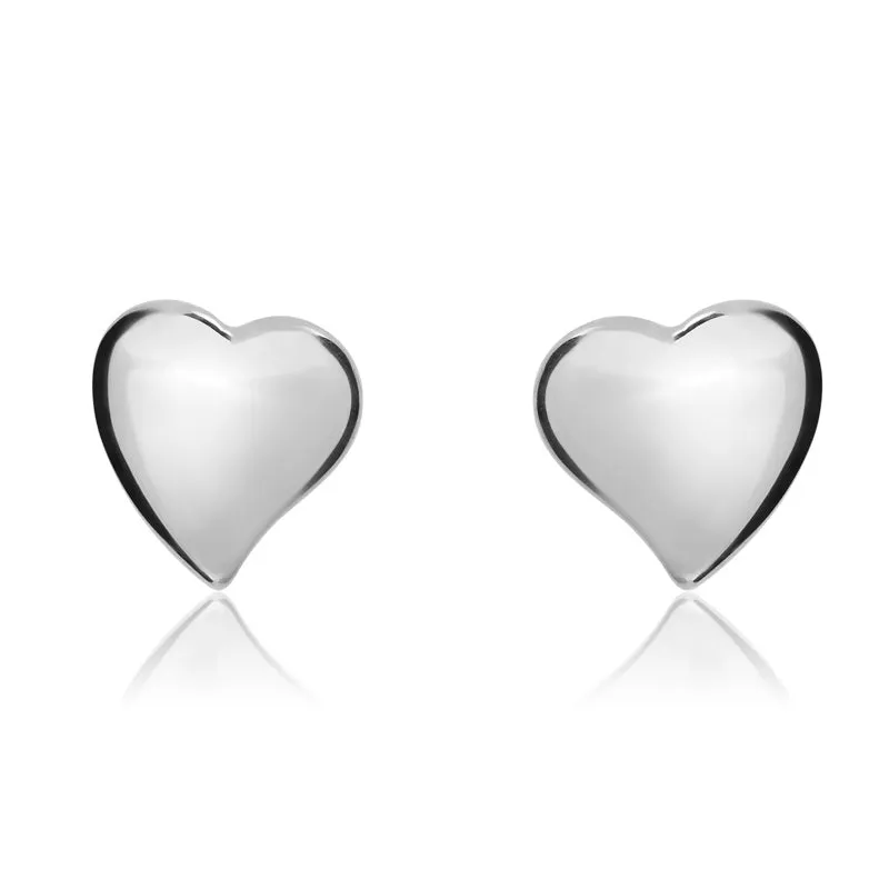 9ct White Gold 6mm Heart Stud Earrings sold by Jura Watches