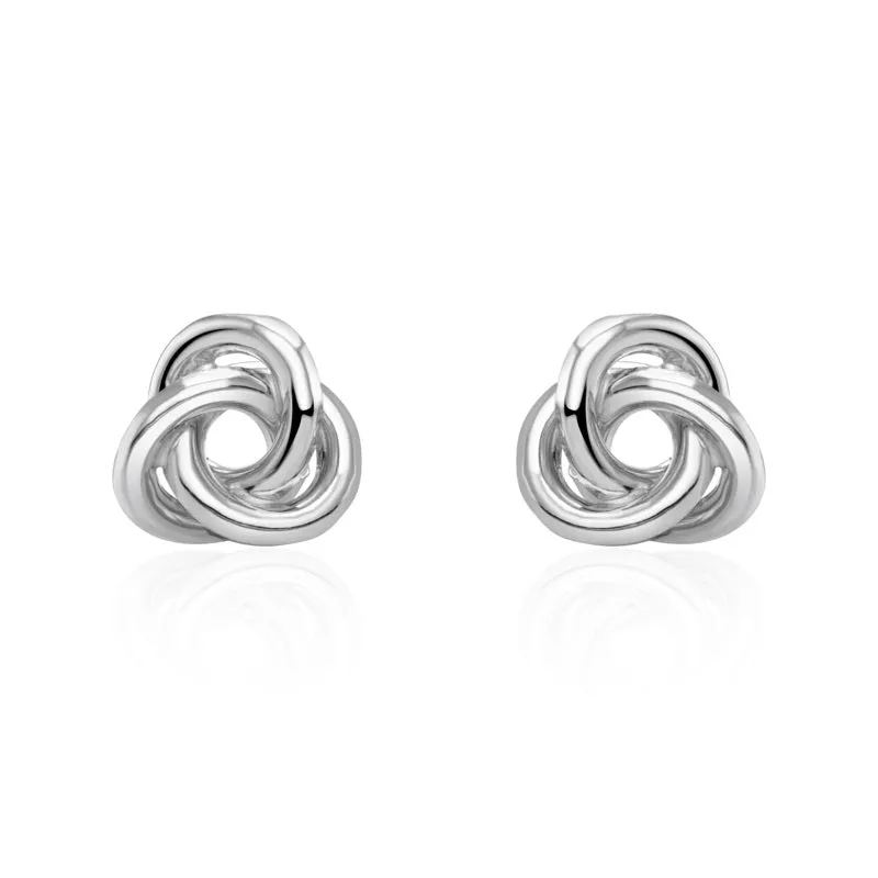 9ct White Gold 11mm Looped Knot Stud Earrings sold by Jura Watches