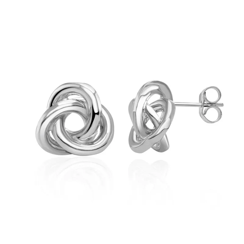 9ct White Gold 11mm Looped Knot Stud Earrings sold by Jura Watches product image thumbnail 2
