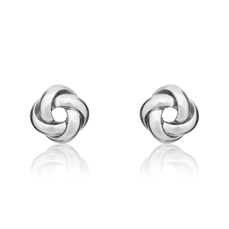 9ct White Gold 9mm Looped Knot Stud Earrings sold by Jura Watches