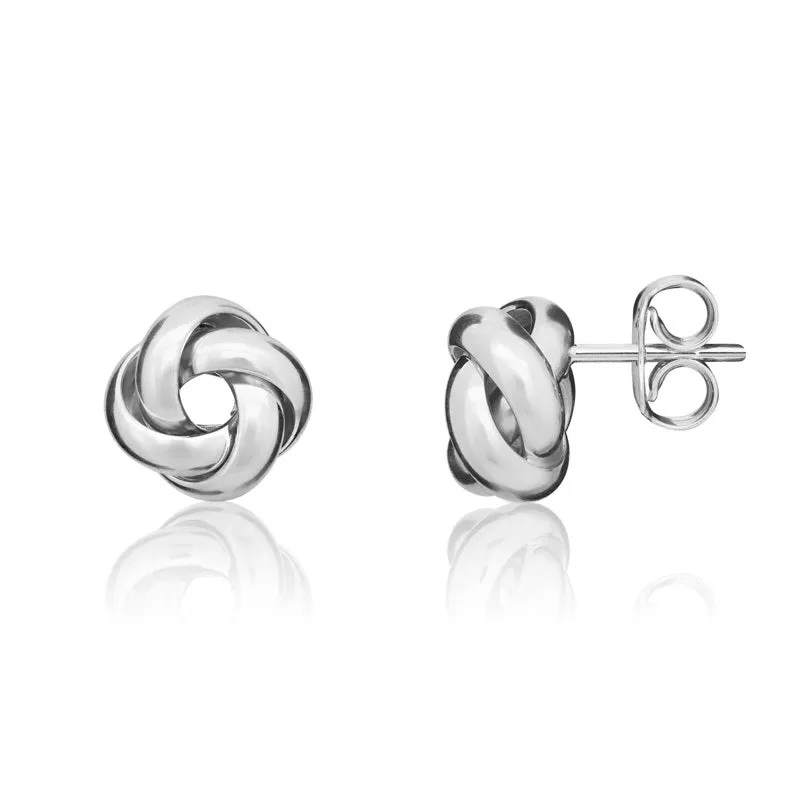 9ct White Gold 9mm Looped Knot Stud Earrings sold by Jura Watches product image thumbnail 2