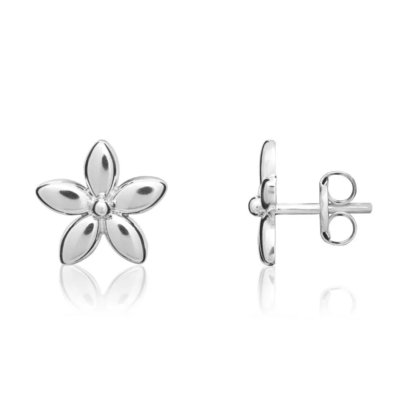 9ct White Gold 9mm Flower Stud Earrings sold by Jura Watches