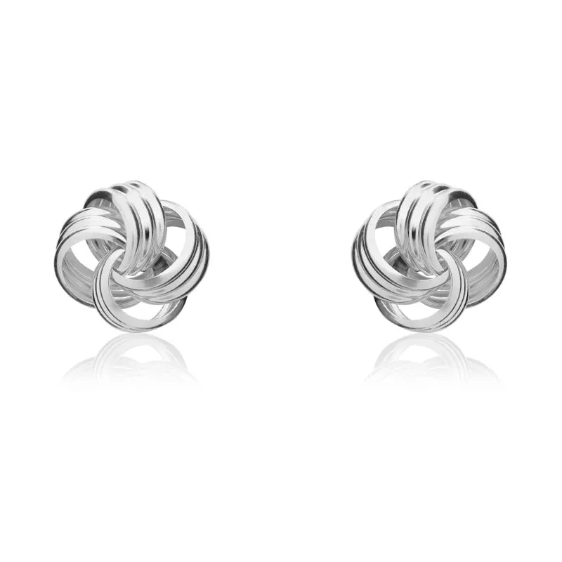 9ct White Gold 9mm Looped Knot Stud Earrings sold by Jura Watches