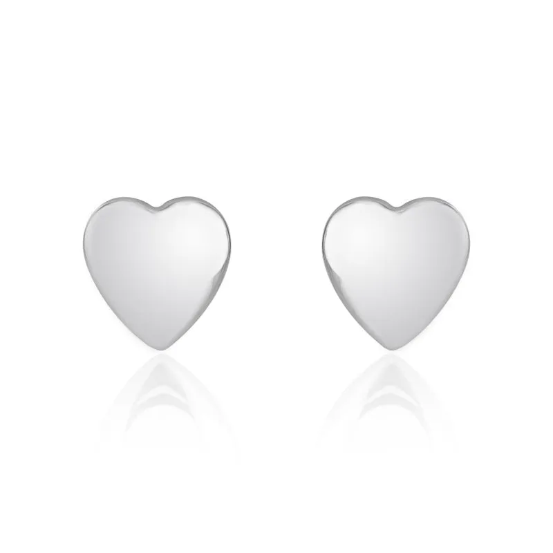 9ct White Gold 8.5mm Heart Stud Earrings sold by Jura Watches