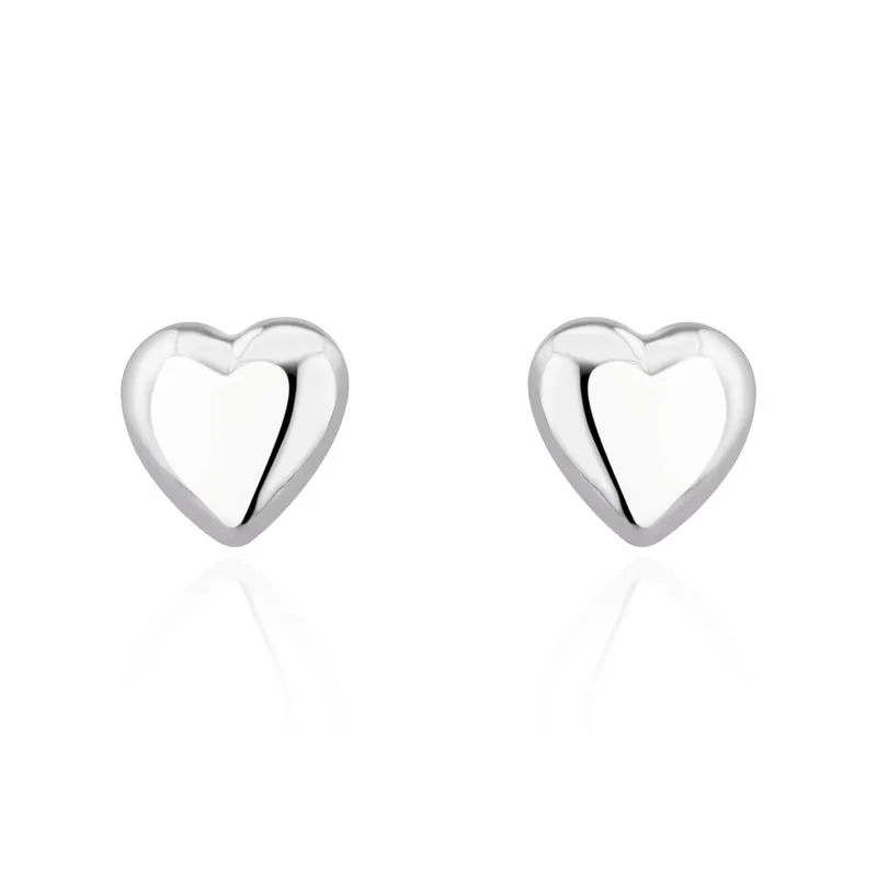 9ct White Gold 10mm Curved Heart Stud Earrings sold by Jura Watches