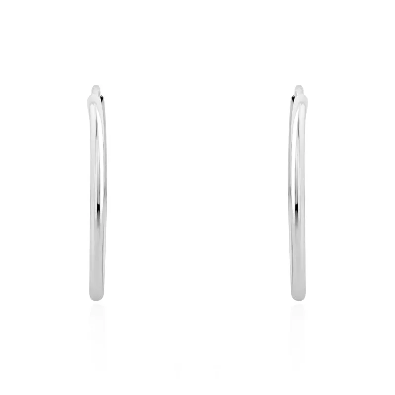 9ct White Gold 23mm Sleeper Hoop Earrings sold by Jura Watches