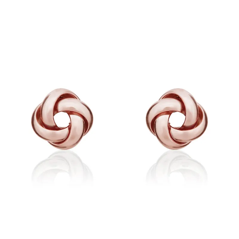 9ct Rose Gold 8mm Looped Knot Stud Earrings sold by Jura Watches