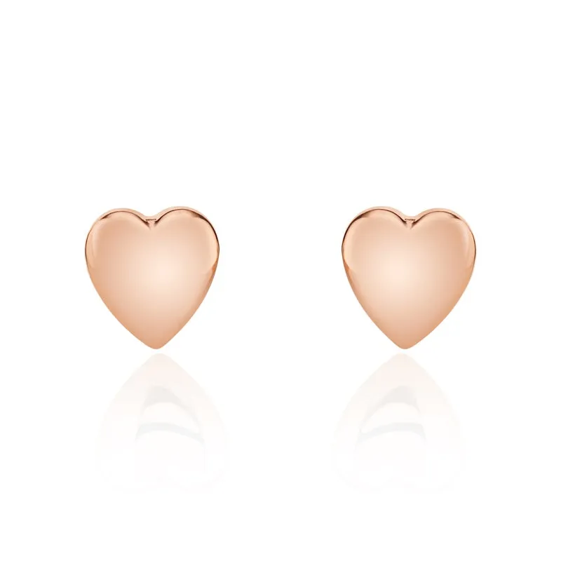 9ct Rose Gold 8.5mm Heart Stud Earrings sold by Jura Watches