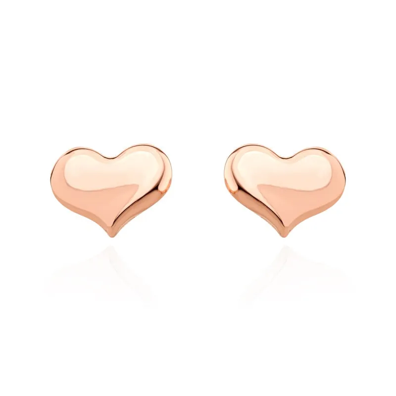 9ct Rose Gold 10mm Curved Heart Stud Earrings sold by Jura Watches