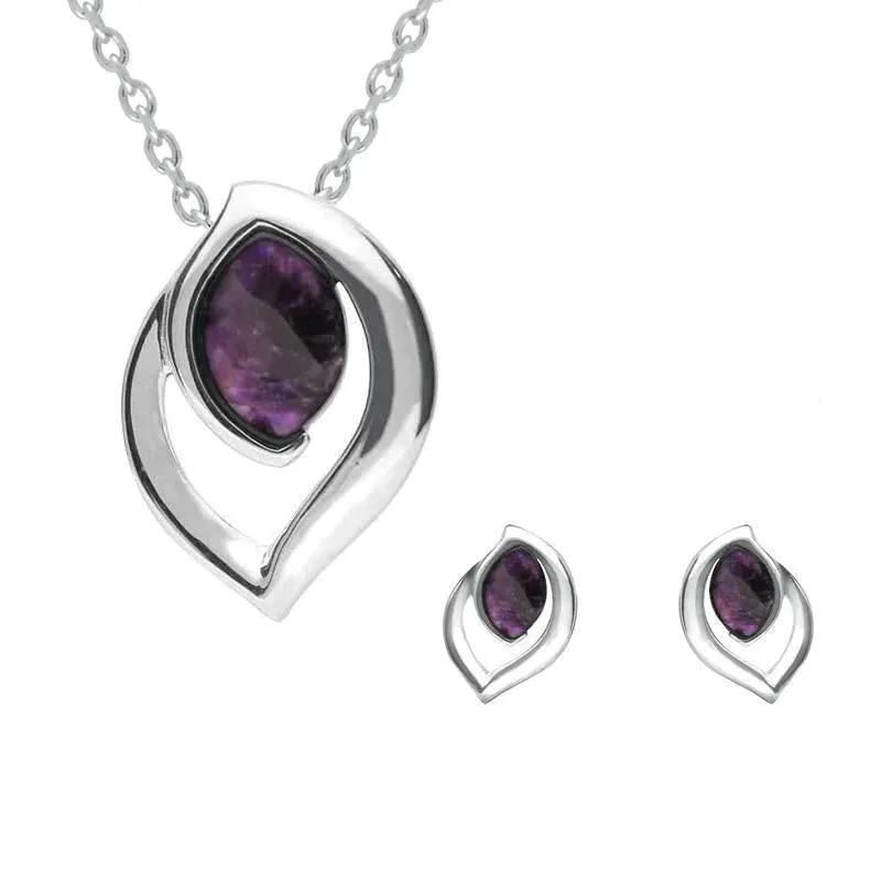 Sterling Silver Blue John Flame Shaped Two Piece Set sold by Jura Watches