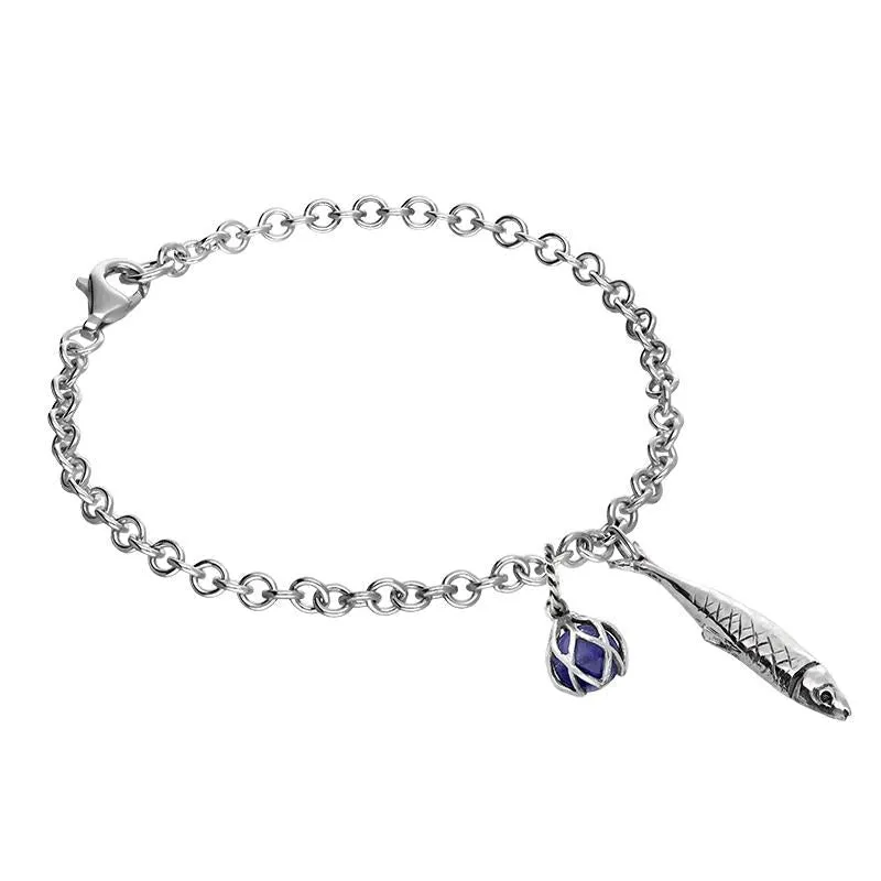 Sterling Silver Emma Stothard Silver Darling Lapis Lazuli Float Charm Bracelet sold by Jura Watches