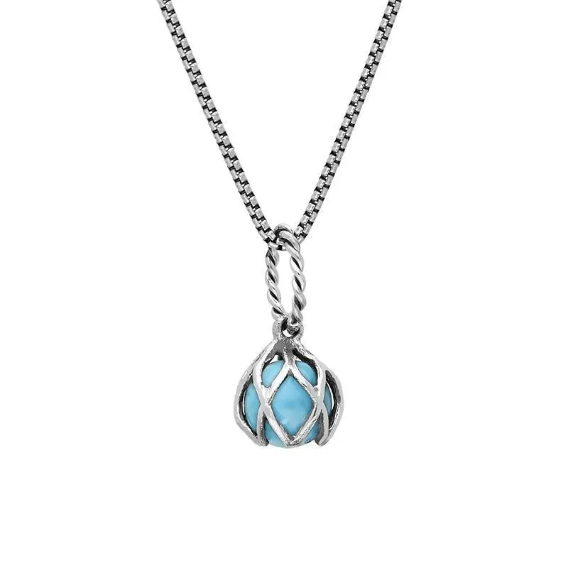 Sterling Silver Turquoise Emma Stothard Silver Darling 6mm Float Charm Necklace sold by Jura Watches