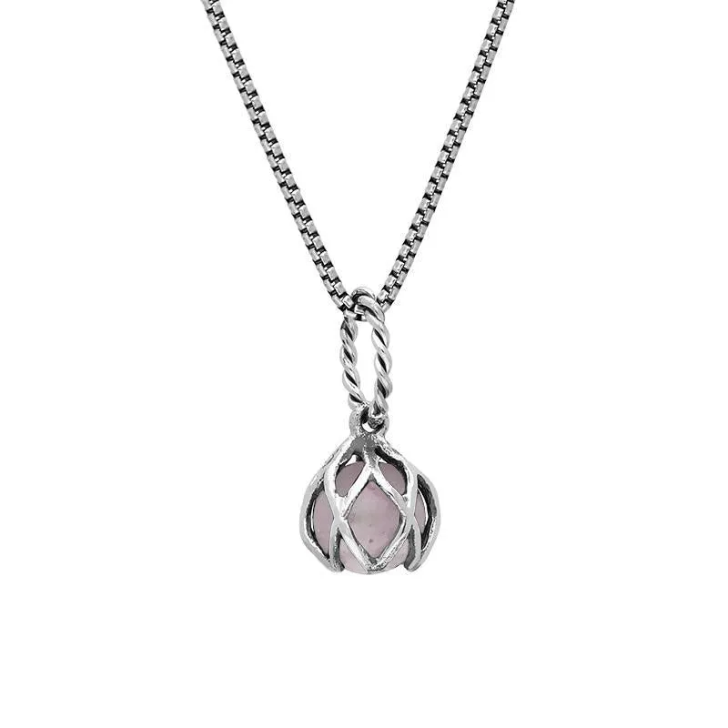 Sterling Silver Rose Quartz Emma Stothard Silver Darling 6mm Float Charm Necklace sold by Jura Watches
