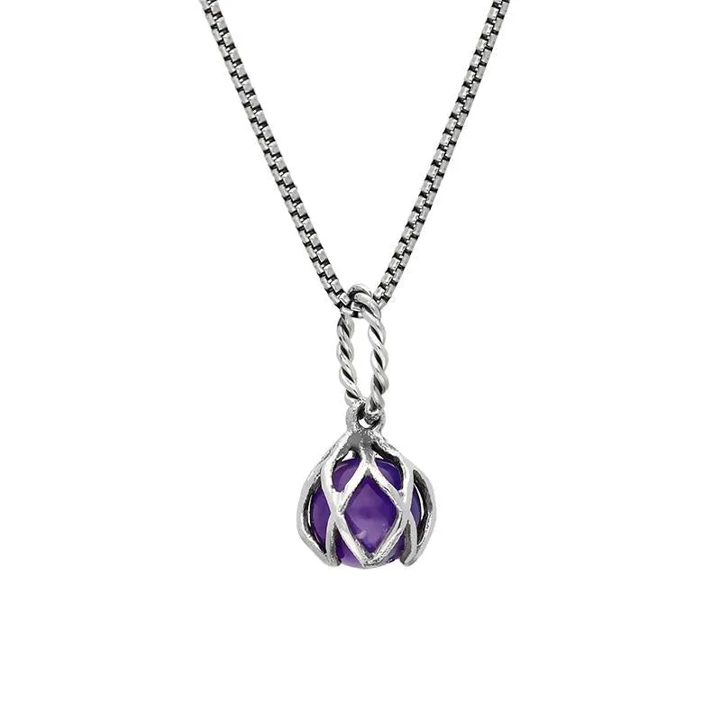 Sterling Silver Amethyst Emma Stothard Silver Darling 6mm Float Charm Necklace sold by Jura Watches