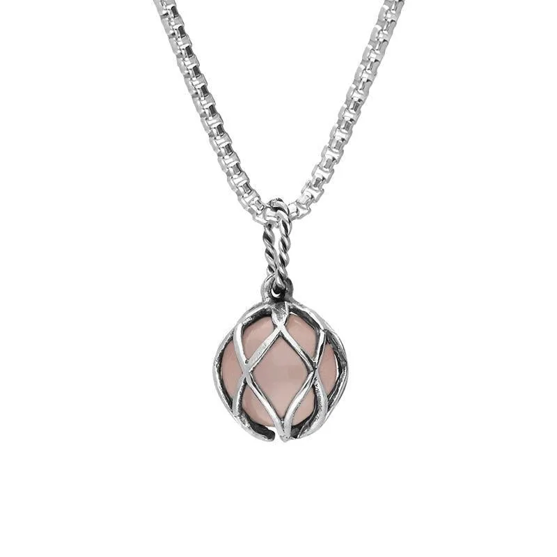 Sterling Silver Rose Quartz Emma Stothard Silver Darling 10mm Float Charm Necklace sold by Jura Watches