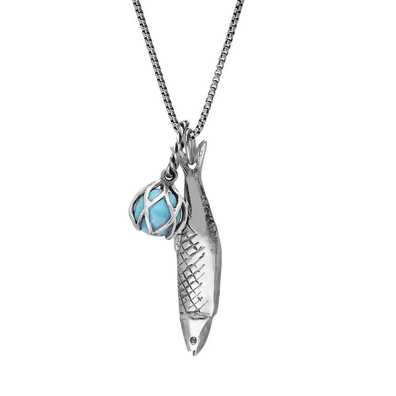 Sterling Silver Emma Stothard Silver Darling Turquoise Float Petite Charm Necklace sold by Jura Watches