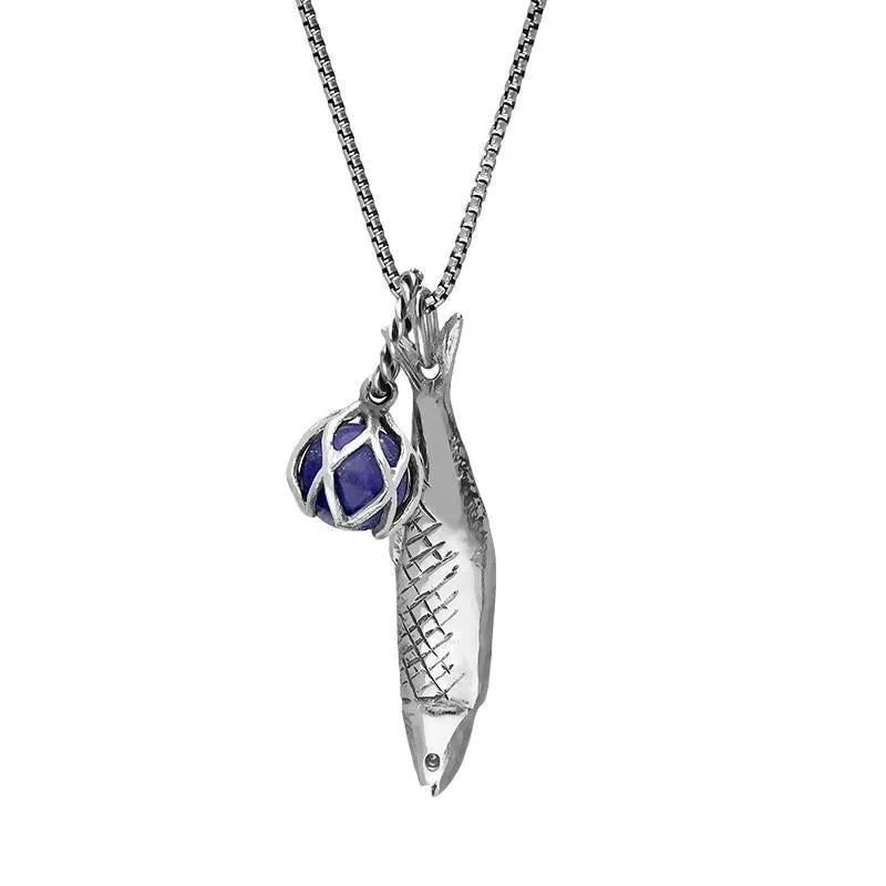 Sterling Silver Emma Stothard Silver Darling Lapis Lazuli Float Petite Charm Necklace sold by Jura Watches