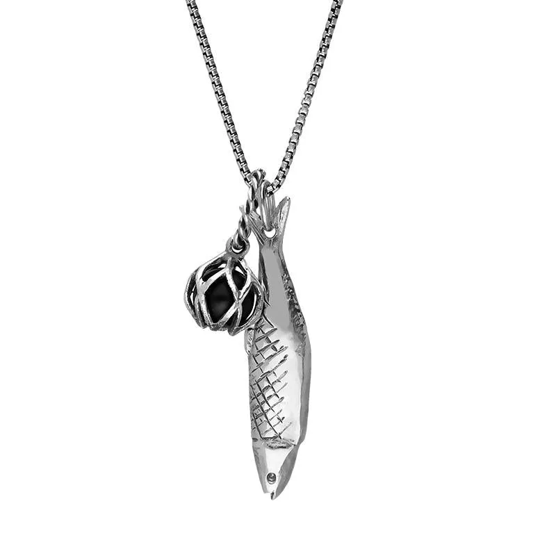 Sterling Silver Emma Stothard Silver Darling Whitby Jet Float Petite Charm Necklace sold by Jura Watches