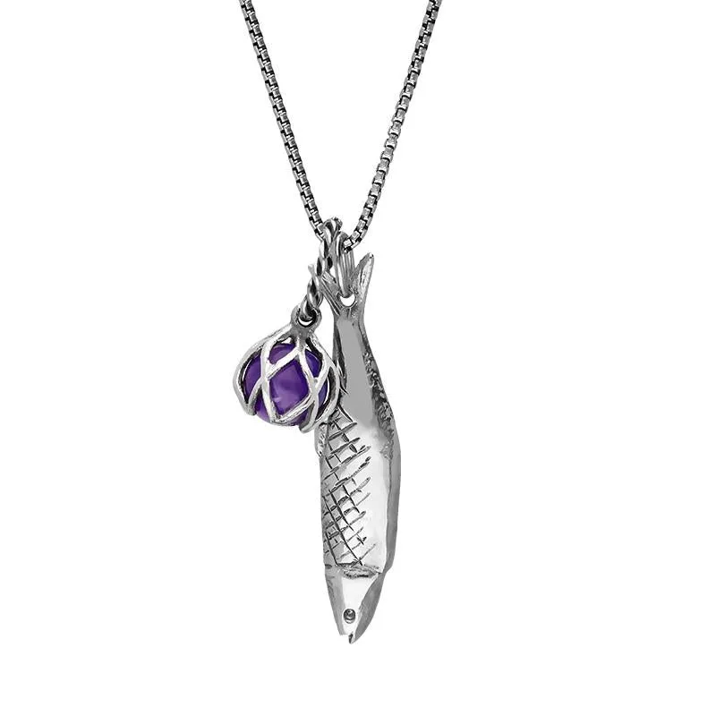 Sterling Silver Emma Stothard Silver Darling Amethyst Float Petite Charm Necklace sold by Jura Watches