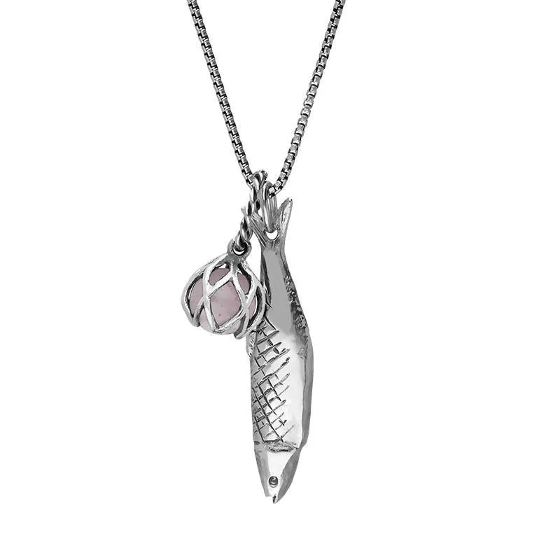 Sterling Silver Emma Stothard Silver Darling Rose Quartz Float Petite Charm Necklace sold by Jura Watches