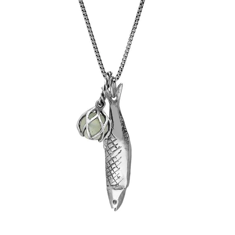 Sterling Silver Emma Stothard Silver Darling Green Quartz Float Petite Charm Necklace sold by Jura Watches