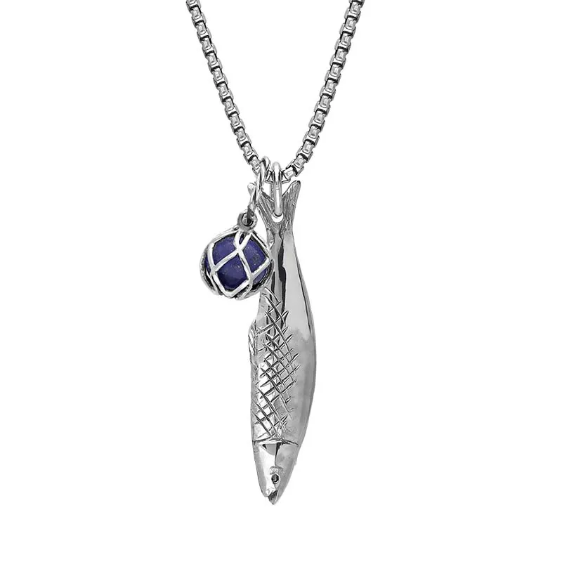 Sterling Silver Emma Stothard Silver Darling Lapis Lazuli Float Small Charm Necklace sold by Jura Watches
