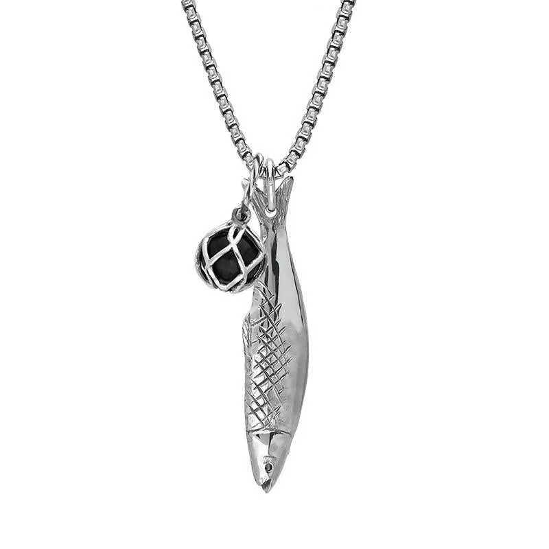 Sterling Silver Emma Stothard Silver Darling Whitby Jet Float Small Charm Necklace sold by Jura Watches