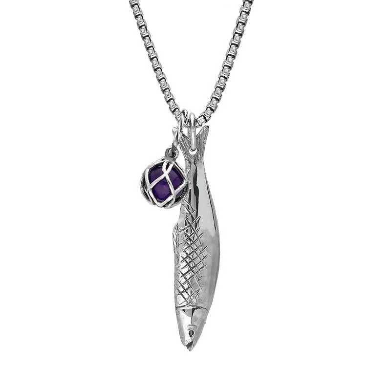 Sterling Silver Emma Stothard Silver Darling Amethyst Float Small Charm Necklace sold by Jura Watches