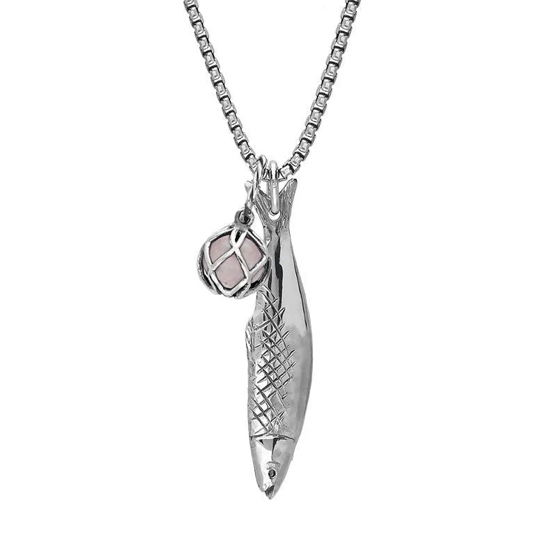 Sterling Silver Emma Stothard Silver Darling Rose Quartz Float Small Charm Necklace sold by Jura Watches