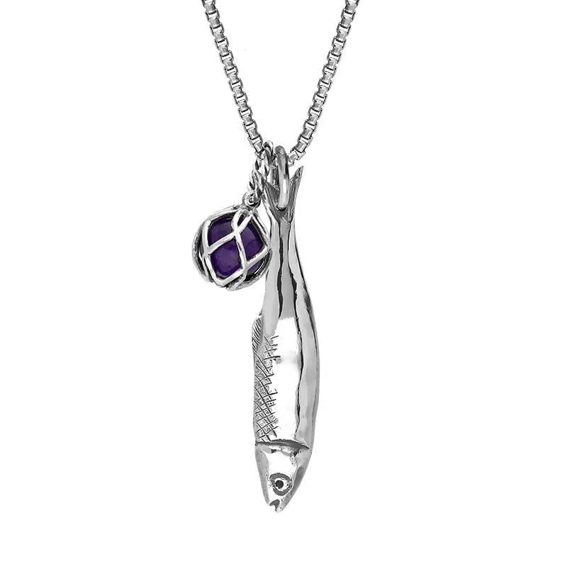 Sterling Silver Emma Stothard Silver Darling Amethyst Float Medium Charm Necklace sold by Jura Watches