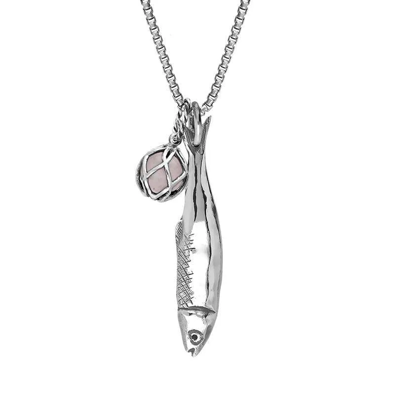 Sterling Silver Emma Stothard Silver Darling Rose Quartz Float Medium Charm Necklace sold by Jura Watches