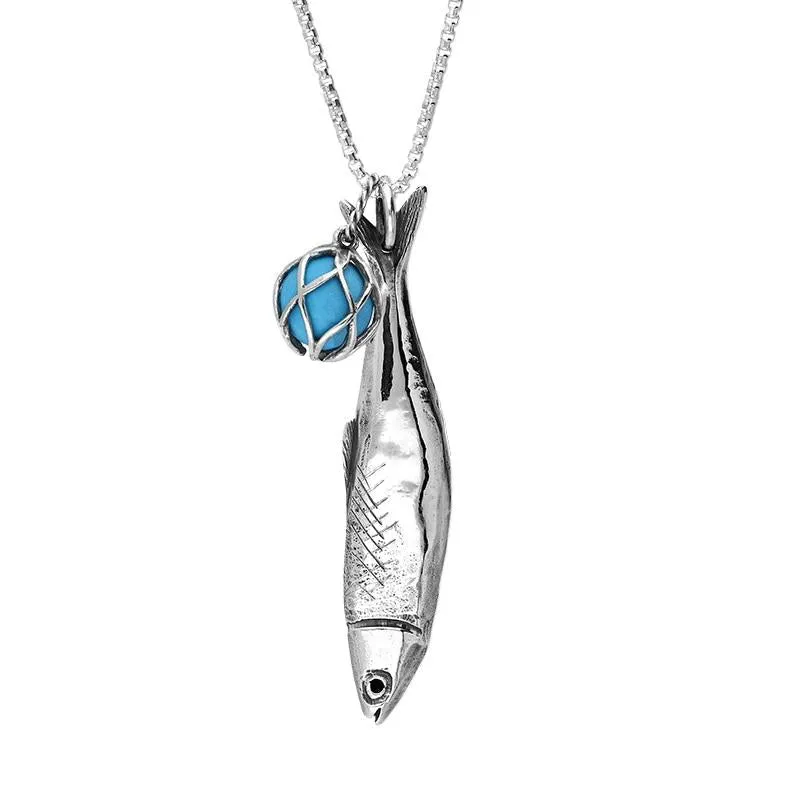 Sterling Silver Whitby Jet Emma Stothard Silver Darling Turquoise Float Charm Necklace sold by Jura Watches