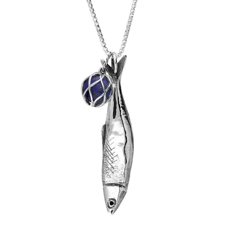 Sterling Silver Whitby Jet Emma Stothard Silver Darling Lapis Lazuli Float Charm Necklace sold by Jura Watches