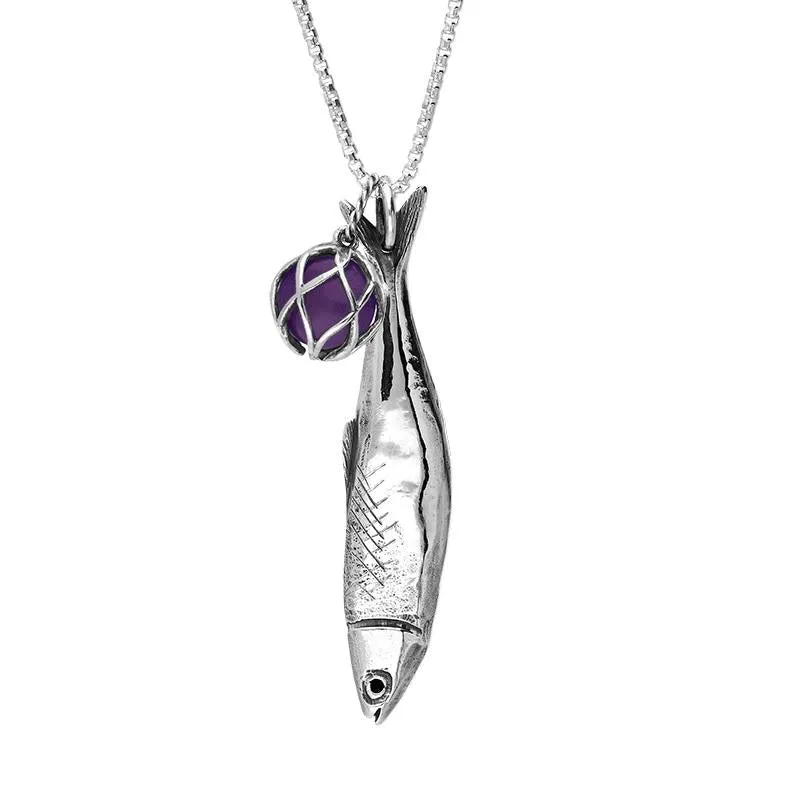 Sterling Silver Whitby Jet Emma Stothard Silver Darling Amethyst Float Charm Necklace sold by Jura Watches